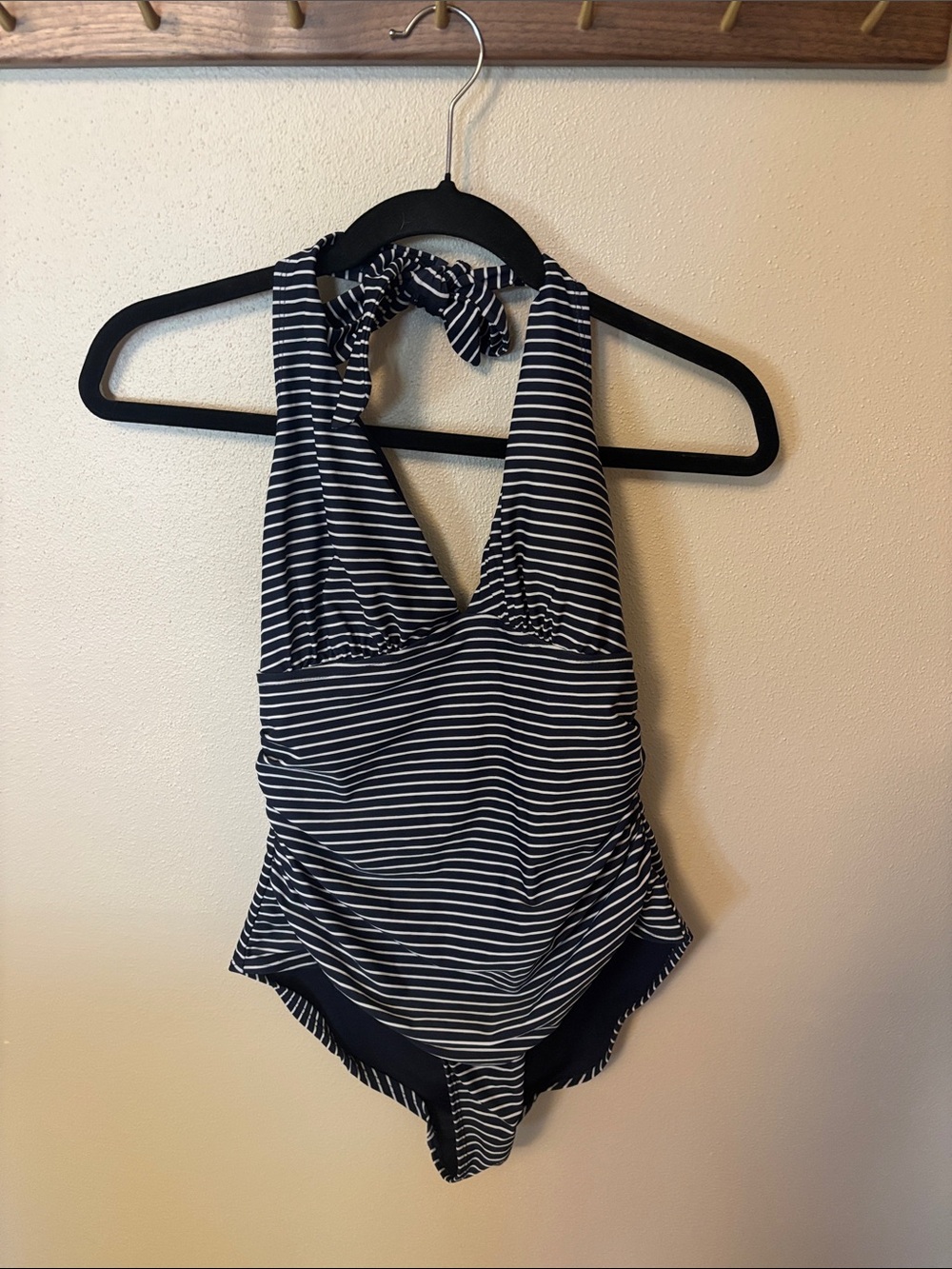 GAP Navy and White Halter Stripe One-Piece Swimsuit
